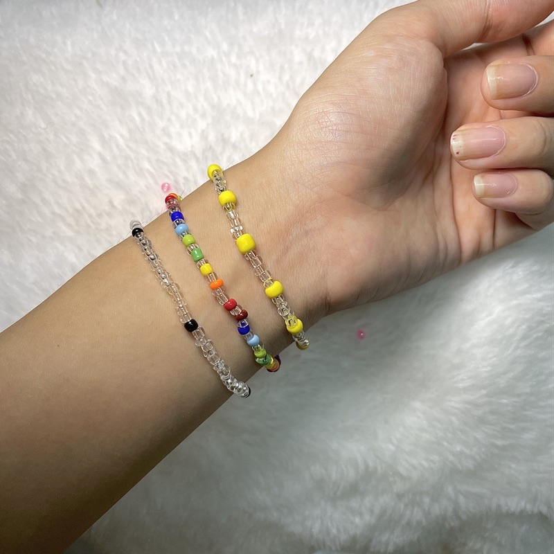 Vòng tay hạt cườm handmade cầu vồng / mix bảng màu chuẩn