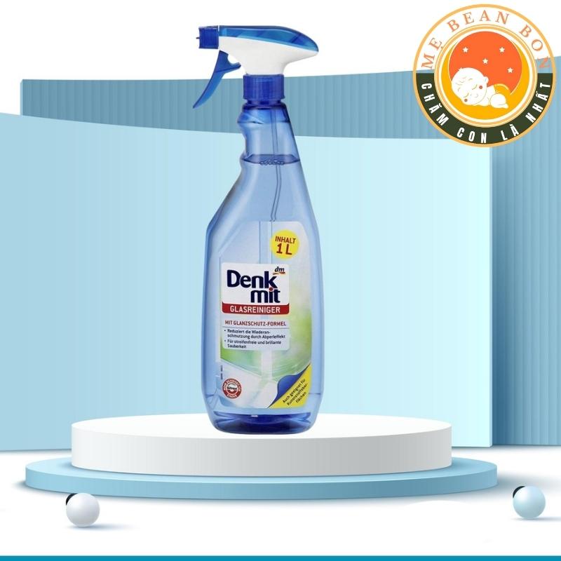 Nước xịt lau kính, màn hình ti vi, gương Denkmit glasreiniger 1 lít của Đức sạch nhanh toàn không độc hại - mẹ bean bon
