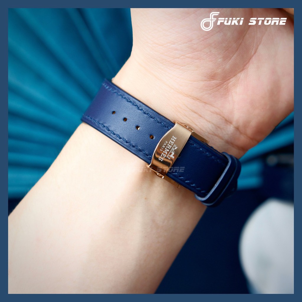 [Bảo hành 1 năm]✨Dây Apple Watch da Switft nhập khẩu Pháp màu Navy Blue siêu Cool