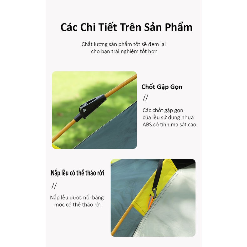 Lều cắm trại, lều tự bung cao cấp chống nước, chống tia uv hãng chính hãng cho 3-5 người