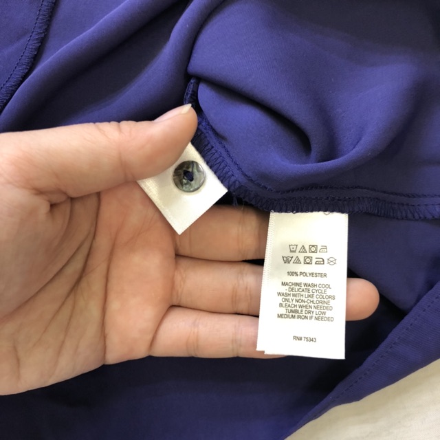 Áo Sơ Mi Voan Croptop Rachel Zoe VNXK Công Ty Cắt Nhãn Tím Xanh Có Túi Ngực Kèm Nút Dự Phòng Cực Tôn Dáng