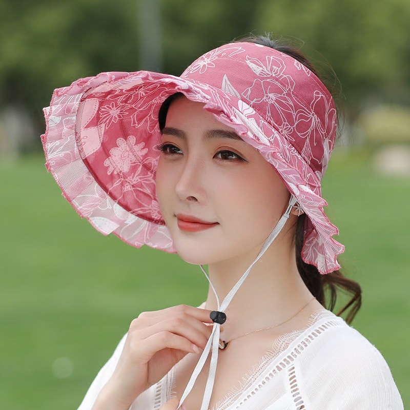 Mũ Chống Nắng Hở Chóp Vành Rộng Thoáng Khí Thời Trang Mùa Hè Cho Nữ