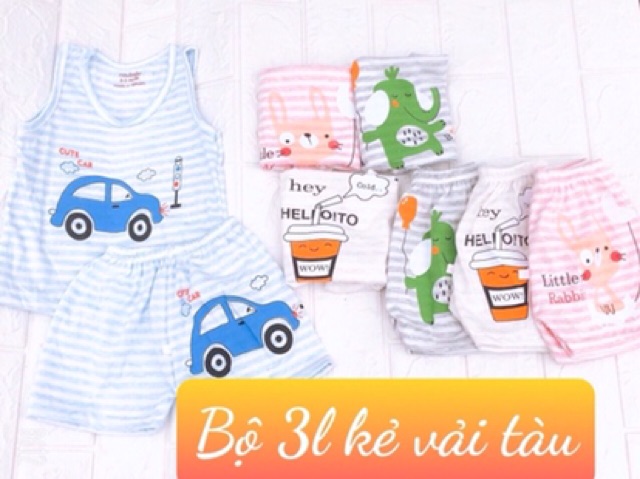 Bộ sát nách cotton kẻ đẹp cho bé trai/gái