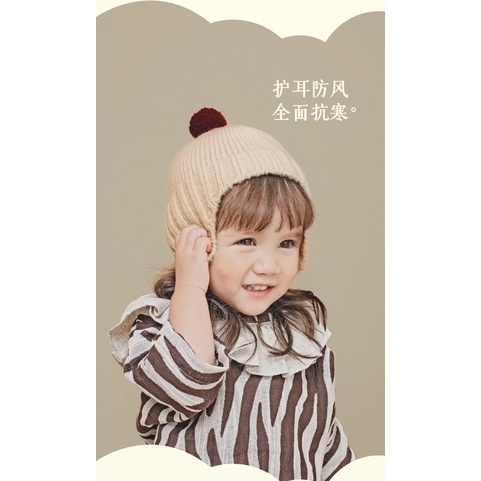 Mũ len cho bé chùm tai ấm áp, đính hình bông sắc màu dễ thương, từ 5 tháng đến 3 tuổi