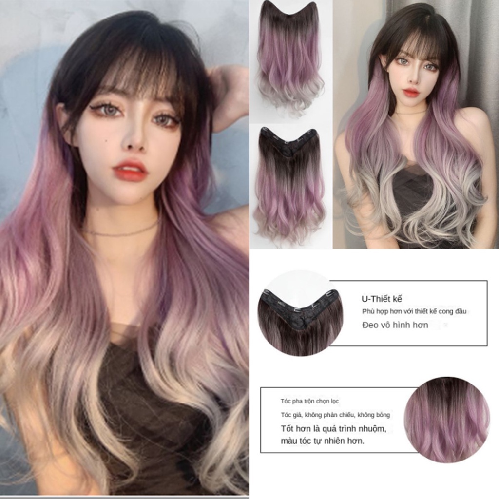 Tóc Giả Dài Nhuộm Màu Sắc gradient Tự Nhiên Không Phai Cho Nữ