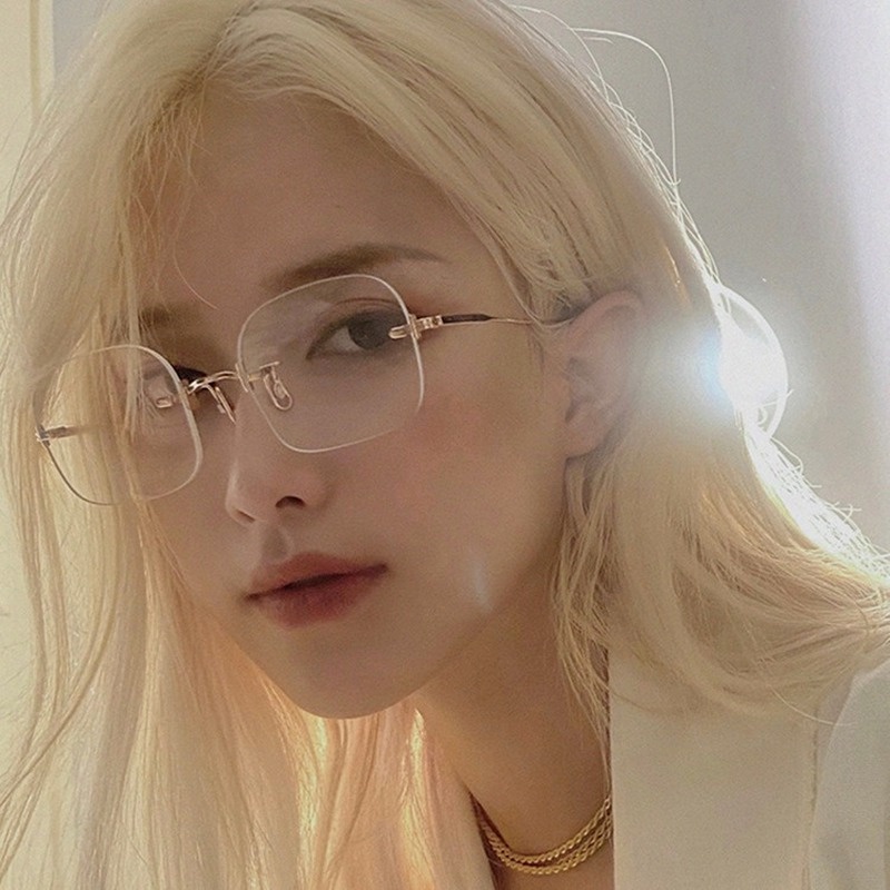 Kính mát không gọng chống ánh sáng xanh phong cách Hàn Quốc cổ điển thời trang cho nam và nữ