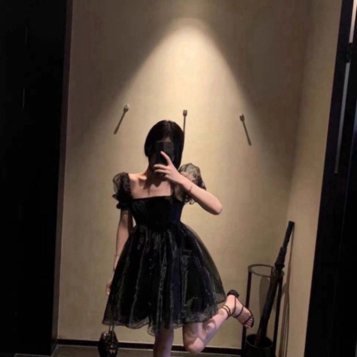 HOT HOT 💃 Đầm Babydoll Nữ Cổ Vuông Tay Bồng Vải Voan Kính 2 Màu Đ19 NEW loại tốt | BigBuy360 - bigbuy360.vn