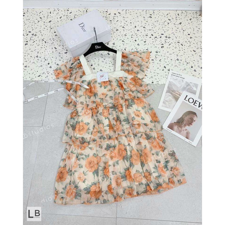 Váy bầu voan hoa form xuông rộng thoải mái❤️đầm bầu chất siêu mát siêu mềm ko bị lộ❤️hàng freesize từ 43-68kg