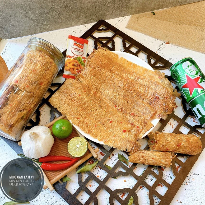 mực cán tẩm gia vị, khô mực hũ 300g thượng hạng, Ship Hỏa Tốc, thơm ngon đậm vị Min Min Foods - Ăn vặt thả ga | BigBuy360 - bigbuy360.vn