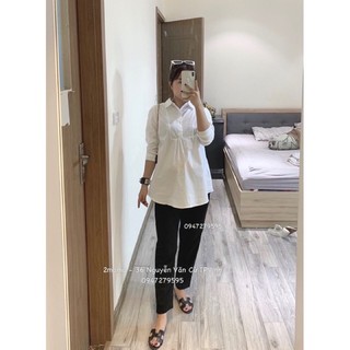 Áo bầu sơ mi trắng công sở