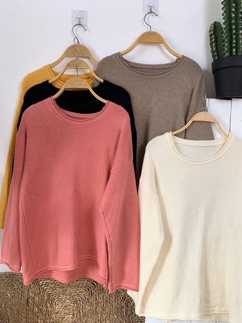 Áo len cổ tròn form suông QC