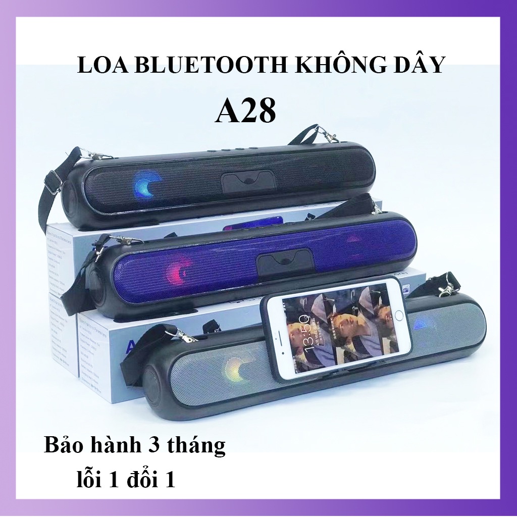 Loa Bluetooth Không Dây Dáng Dài A28, Loa Mini, Âm Thanh Chất Lượng, Hỗ Trợ Cắm Thẻ Nhớ, USB - BH 12 Tháng KARPINO