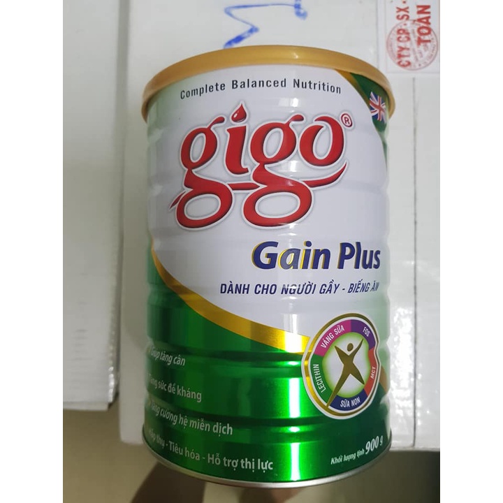 Sữa gigo Gain Plus hộp 900g dành cho người gầy, biếng ăn tăng cân