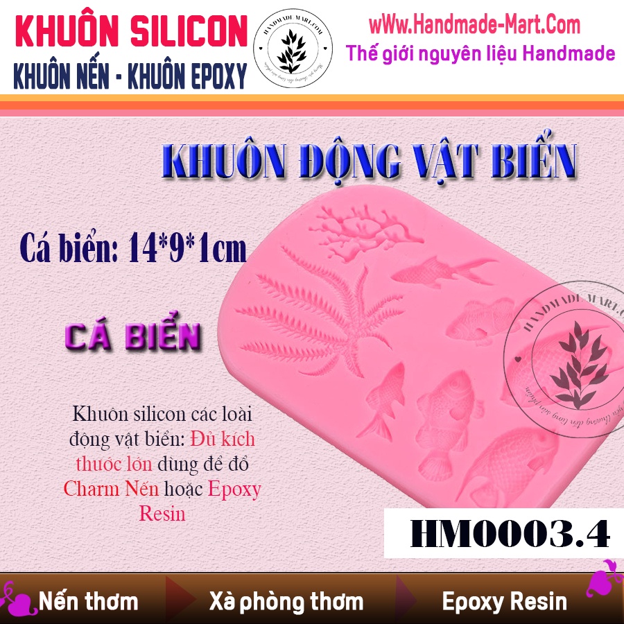 Khuôn silicon động vật biển đầy đủ các loài dùng làm nến hay bánh kẹo dẻo - HM003