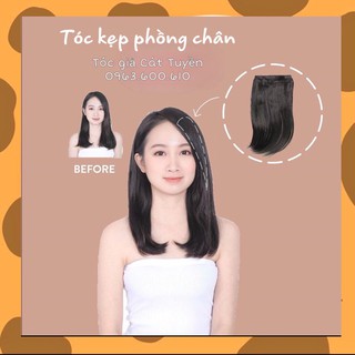TÓC GIẢ KẸP PHỒNG CHÂN TÓC DÀI 25CM CAO CẤP (2 DẢI KẸP 2 BÊN)