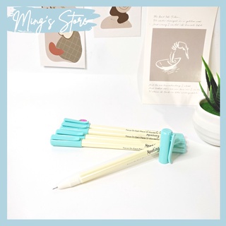 Bút gel mực đen ghi chú nắp xanh dương pastel đáng yêu