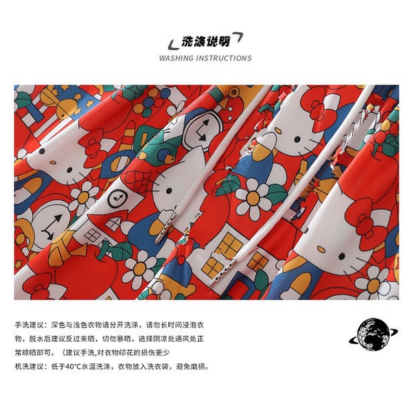 Quần ngắn ống rộng In Họa Tiết Hoạt Hình hello kitty Thời Trang Mùa Hè Dành Cho Nữ 2022