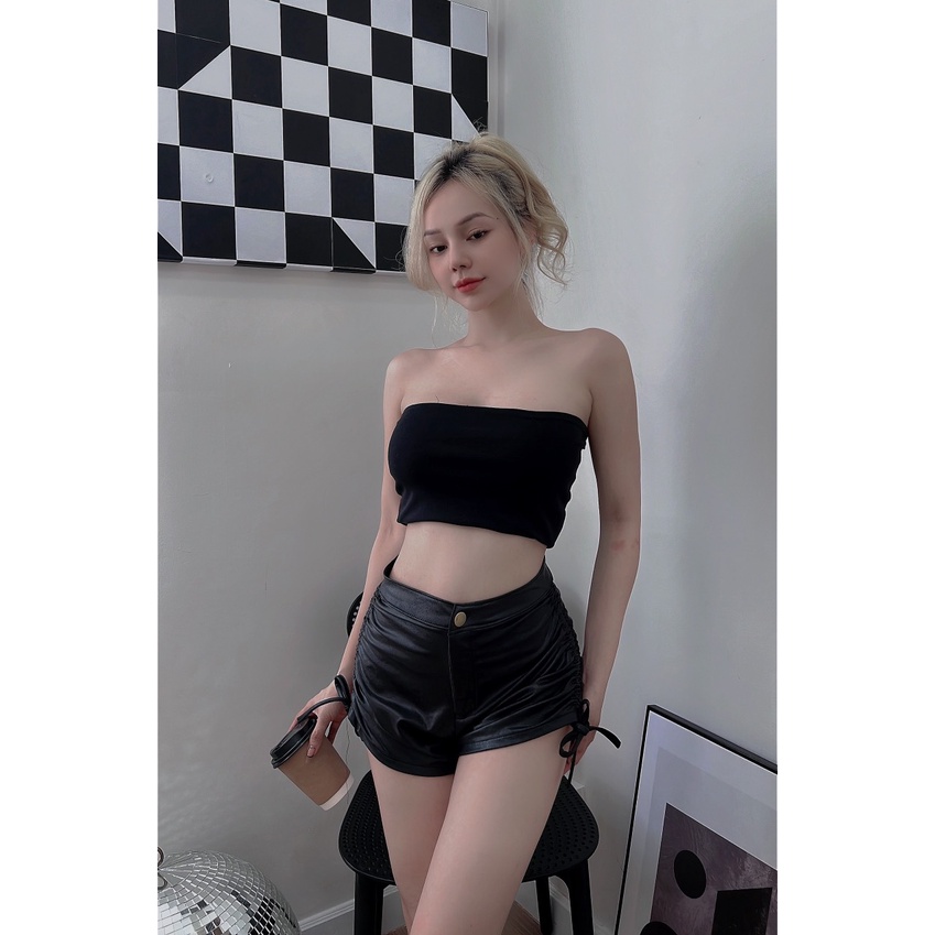 quần da lưng cao, quần short da rút dây hai bên quyến rũ sang chảnh, ( hàng loại 1 cao cấp thiết kế)