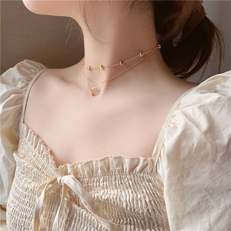 Dây Chuyền, Vòng cổ 2 lớp mặt trái tim