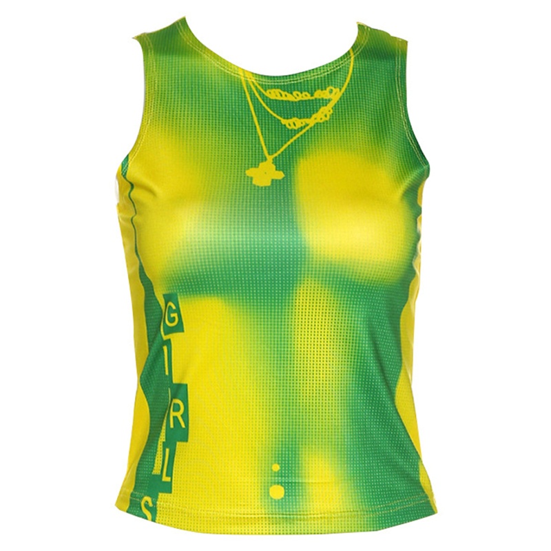 Áo Croptop Sát Nách Cổ Tròn Dáng Ôm In Họa Tiết Quyến Rũ Cho Nữ