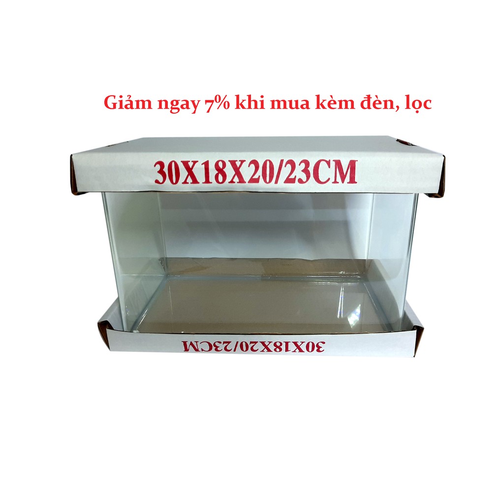 Bể cá mini kính đúc 30x18x20 cm, hồ cá cảnh thủy sinh để bàn