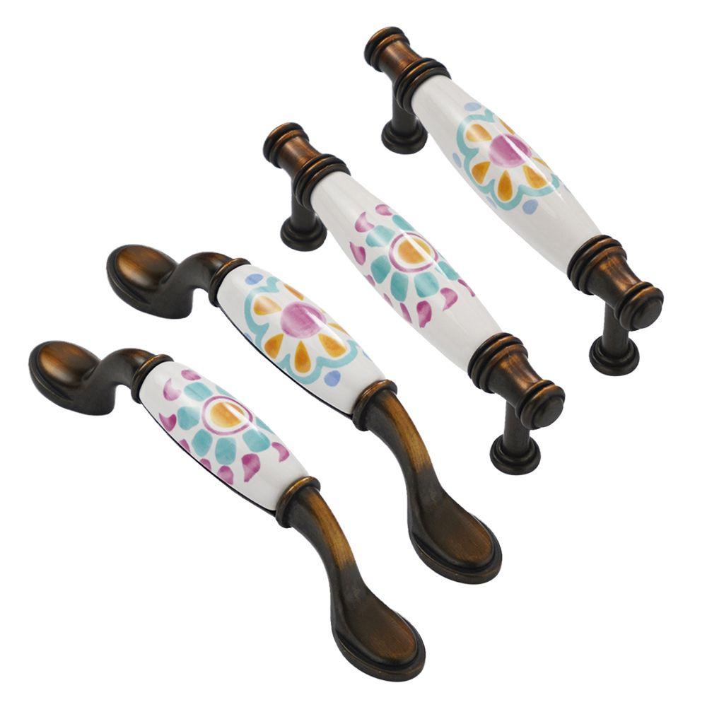 KUNHEV Tay Nắm Cửa / Cửa Ra Vào Họa Tiết Hoa Mẫu Đơn Trang Trí Nội Thất