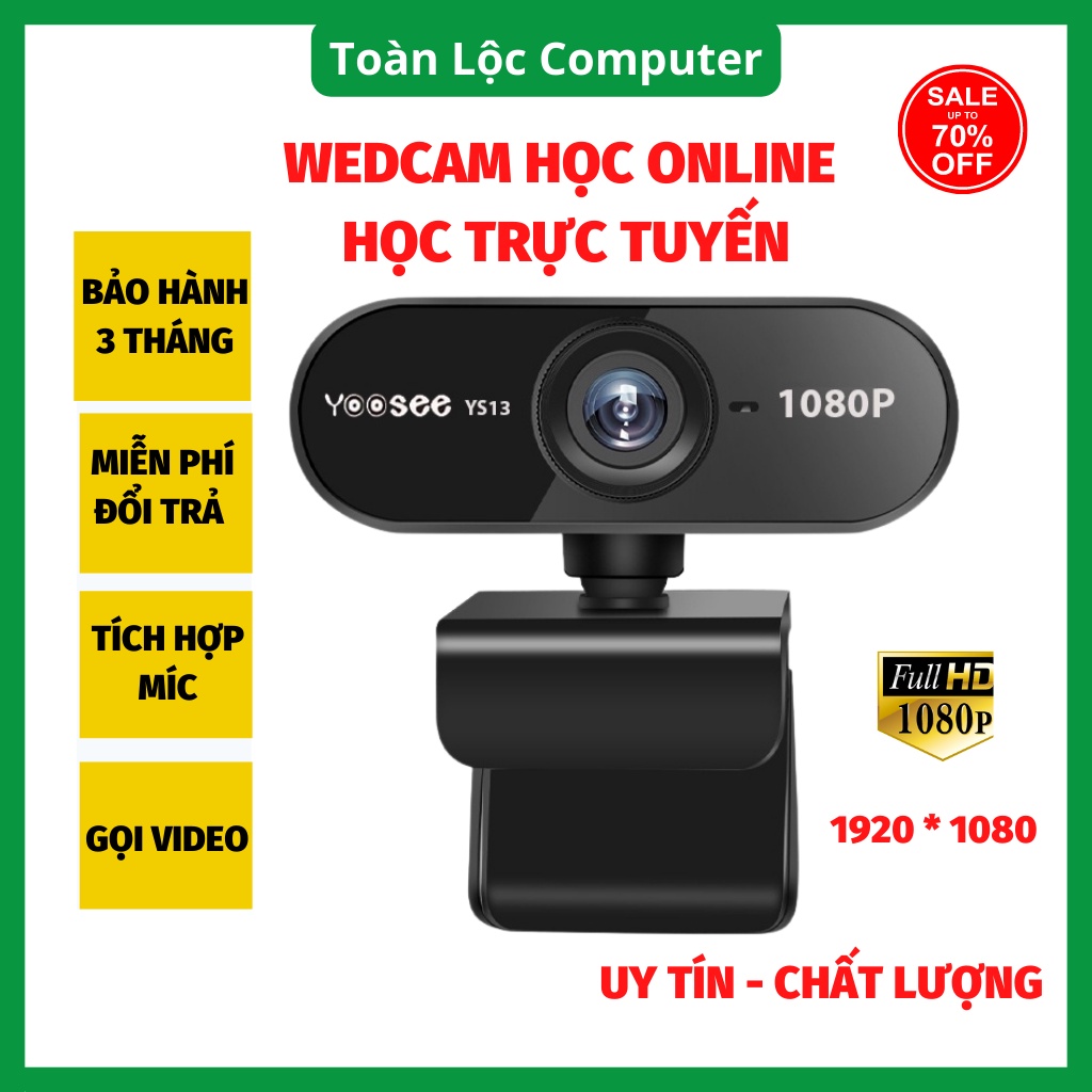 Webcam có mic Yoosee 1080P cho laptop camera máy tính học online trực tuyến gọi video sắc nét hàng chính hãng