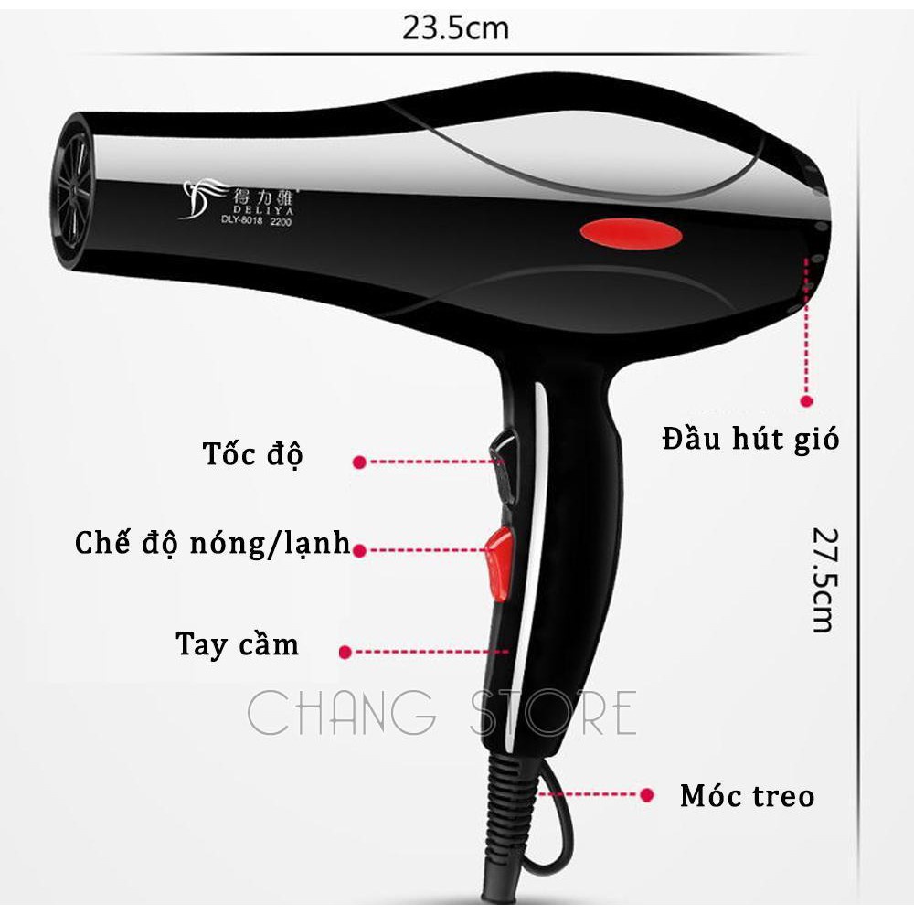 Máy sấy tóc tạo kiểu 2 chiều công suất lớn 2200W + Tặng kèm bộ phụ kiện 5 chi tiết