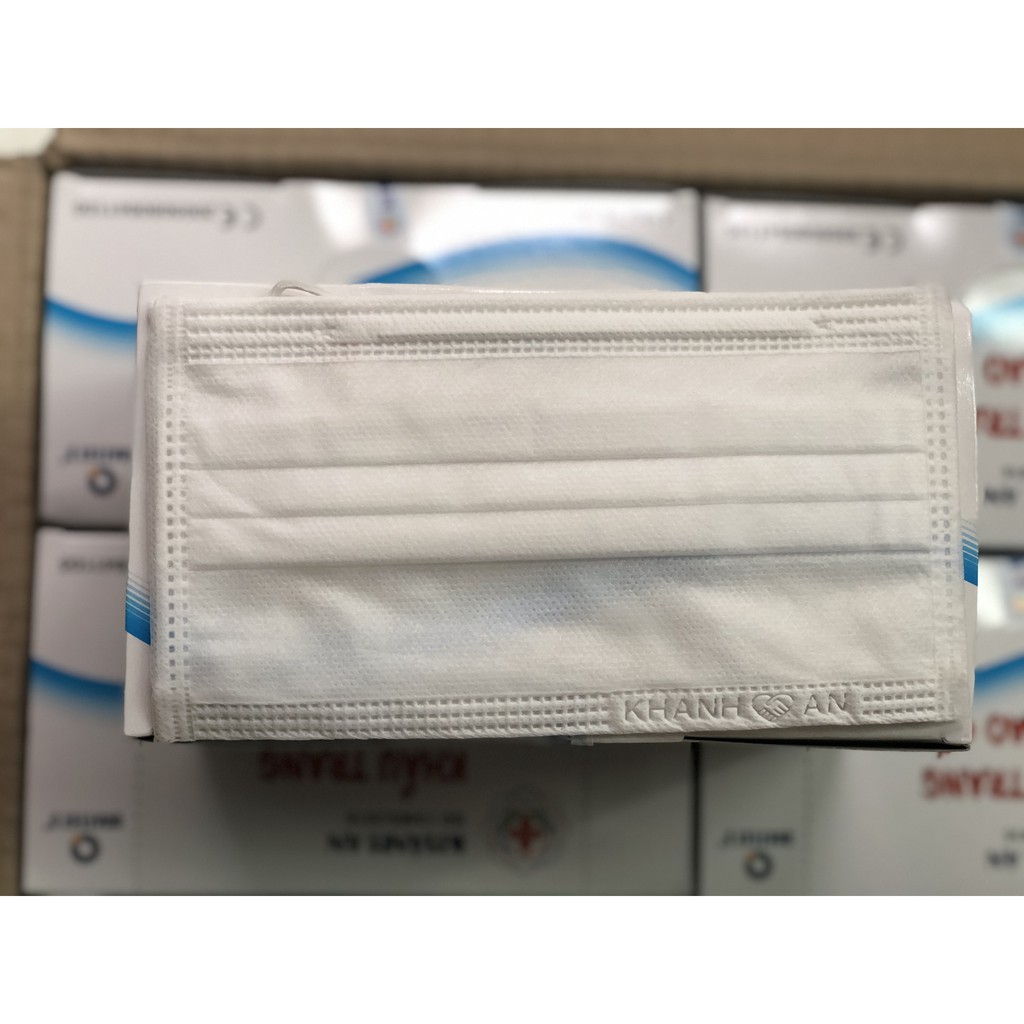 Khẩu trang y tế màu trắng 4 lớp kháng khuẩn - Khánh An Hộp 50 cái | BigBuy360 - bigbuy360.vn
