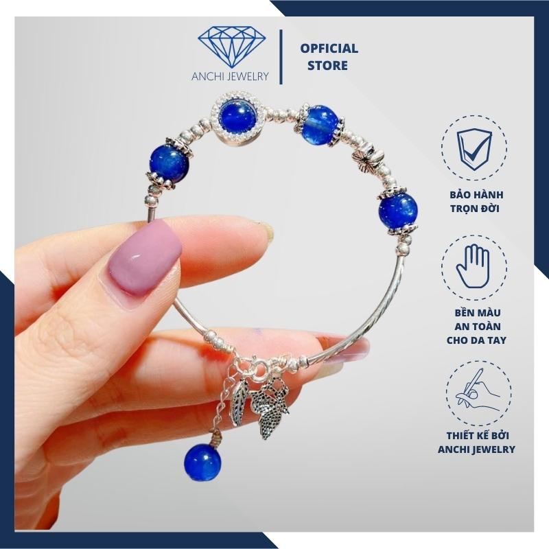 Lắc kiềng tay charm đá thiên nhiên , chuẩn bạc ta nguyên chất. Anchi jewelry