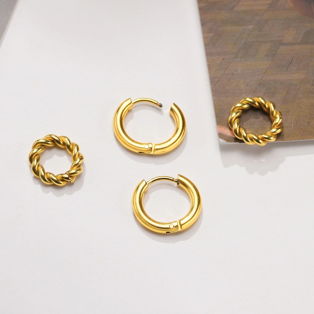 Khuyên tai VNOX dạng vòng mạ vàng 2.5*15mm