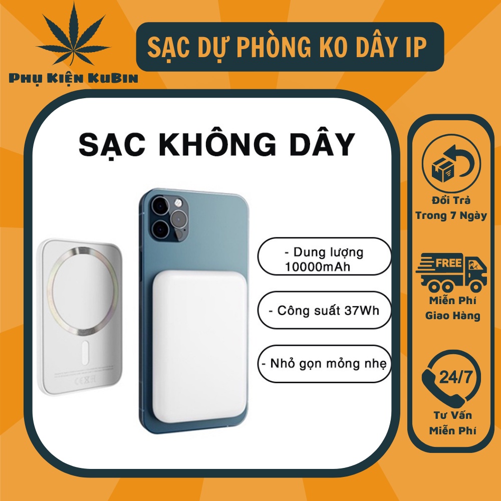 Sạc Dự Phòng Không Dây Từ Tính Sạc Nhanh Pin 5000mah Mini Nhỏ Gọn Cao Cấp Cho Điện Thoại