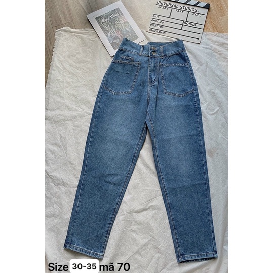 Bigsize(30-35) Quần Bagyy Jeans Nữ 2 Nút 2 Túi VNXkFreeship Size Lớn Chất Xịn Ms 70 - TC Shop Jeans