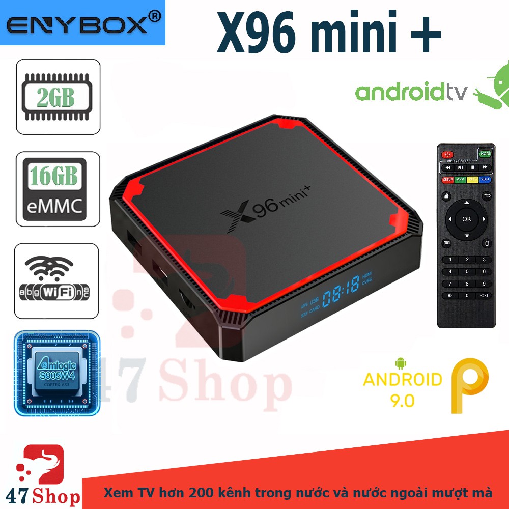 Android TV Box X96 mini+ (Mini Plus) - Amlogic S905W4, Android 9, Wifi 2.4Ghz & 5Ghz, 2GB-16GB, Optical
