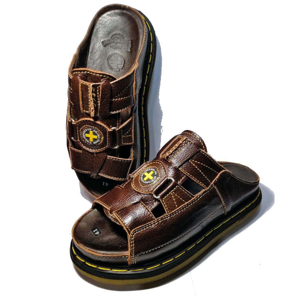 Dép Nam Quai Ngang Da Bò Cao Cấp Doctor Dr.Martens Hàng VNSX - Mã D8