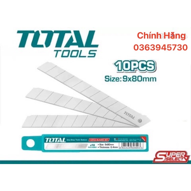 ĐỒ NGHỀ TOTAL Bộ 10 lưỡi dao 9x80mm THT5190901