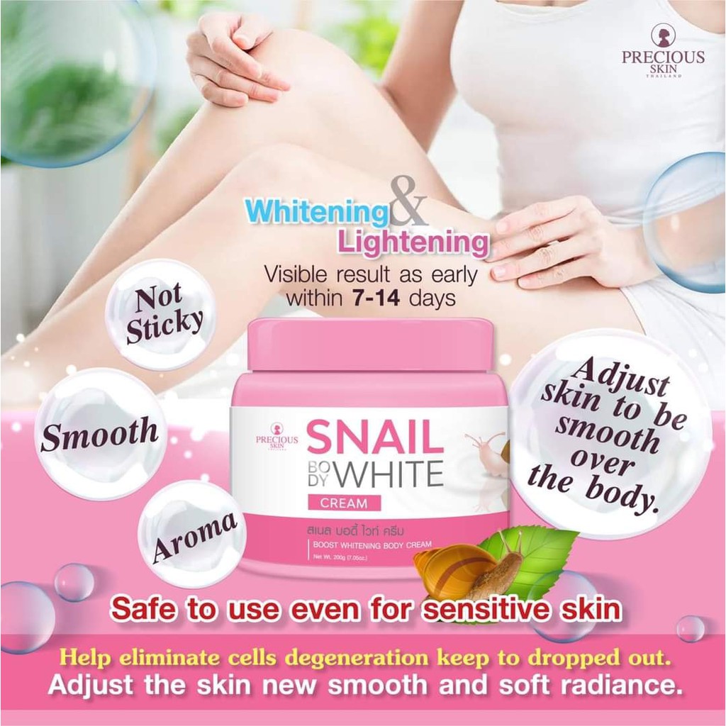 01 Hủ Kem Dưỡng Trắng Da SNAIL BODY WHITE CREAM PRECIOUS SKIN Thái Lan 200gram