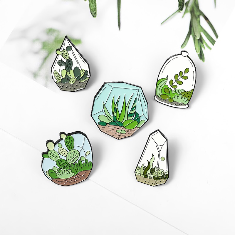 Huy hiệu cài áo QIHE JEWELRY thiết kế hình cây xương rồng đáng yêu tùy chọn