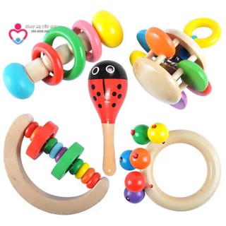 Đồ Chơi Xúc Xắc Lục Lạc Bằng Gỗ Cao Cấp Cho Trẻ Sơ Sinh