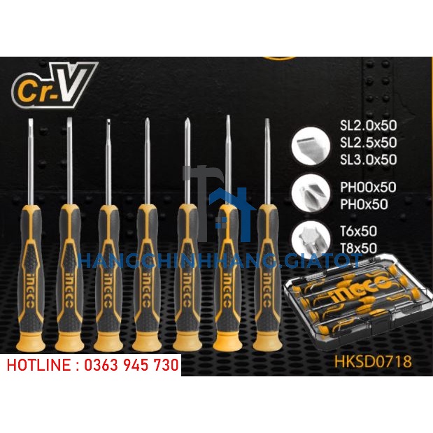 ĐỒ NGHỀ INGCO Bộ 7 tua vít đồng hồ HKSD0718 (Cam kết Chính Hãng 100%)
