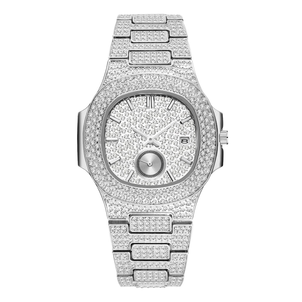 ĐỒNG HỒ ĐÍNH ĐÁ MẶT 42MM THÉP KHÔNG GỈ CÓ CHỐNG NƯỚC BY MAMA KING