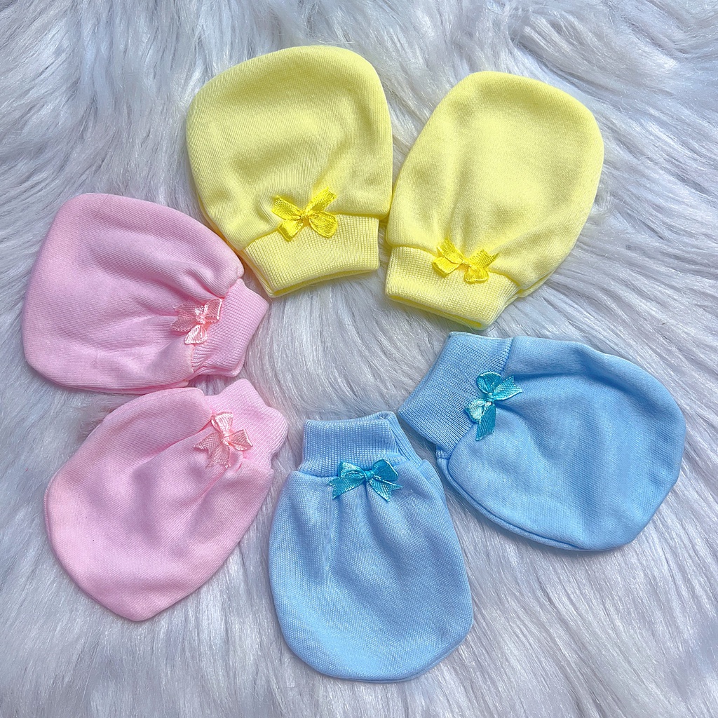 Bao tay nơ cho bé sơ sinh 100% cotton mềm mại