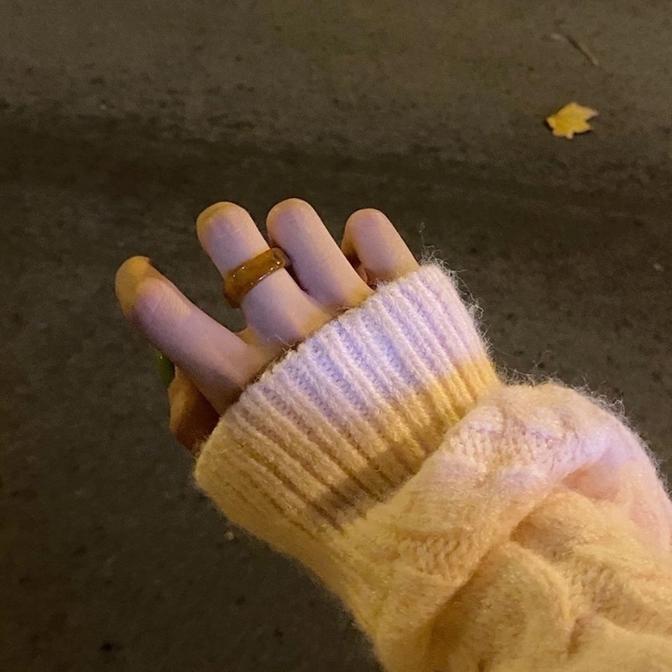 Nhẫn Nhựa Acrylic Màu Hổ Phách 17mm Phong Cách Hàn Quốc Thời Trang Cho Nữ