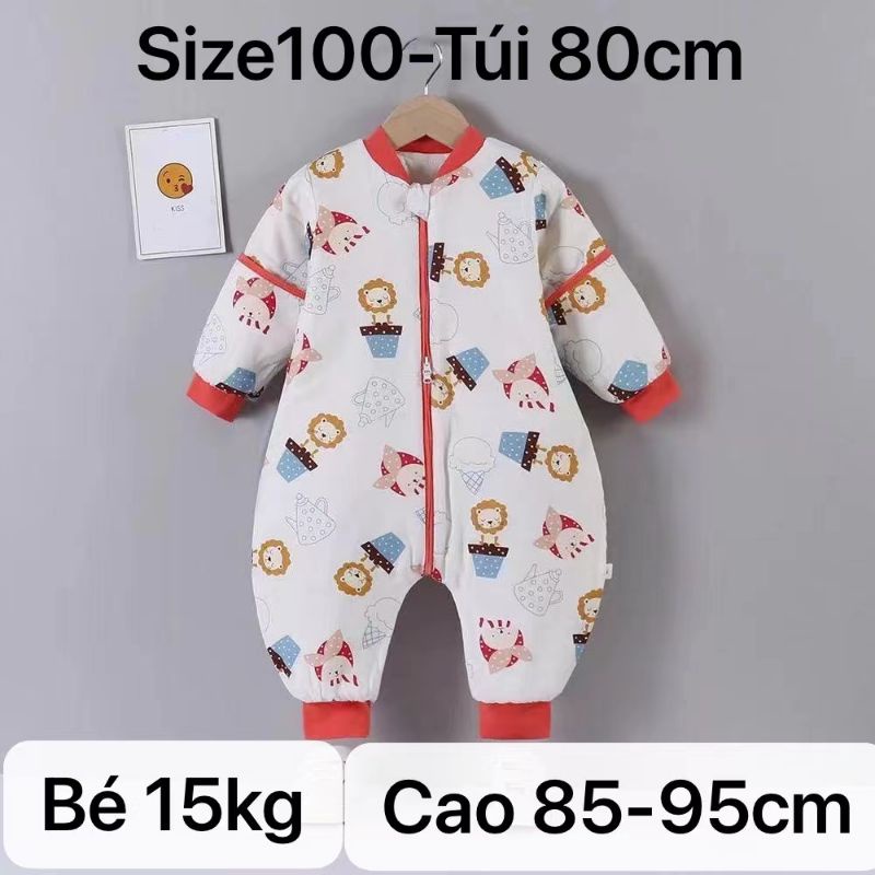 Ninikids: Túi ngủ cotton chần bông mùa Đông CHỐNG ĐẠP CHĂN, túi ngủ cho bé, túi ngủ ĐẠI HÀN