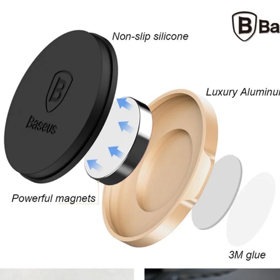 Bộ đế giữ điện thoại nam châm Baseus LV186 dùng cho xe hơi (Magnetic Car Paste Type Mount/ Holder) LV186