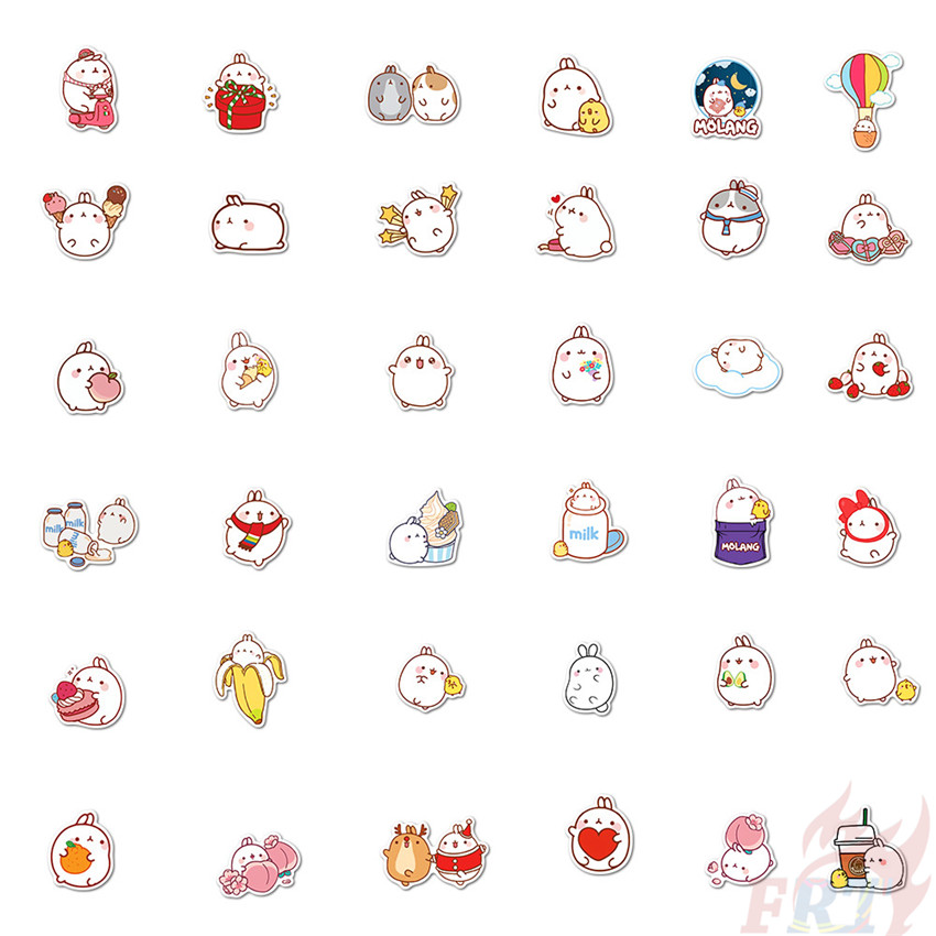 ❉ Kawaii Molang & Piu Piu Series 01 - Cute Korea Pets Rabbit & Chicken Stickers ❉ 50Pcs/Set Waterproof DIY Fashion Decals Doodle Stickers