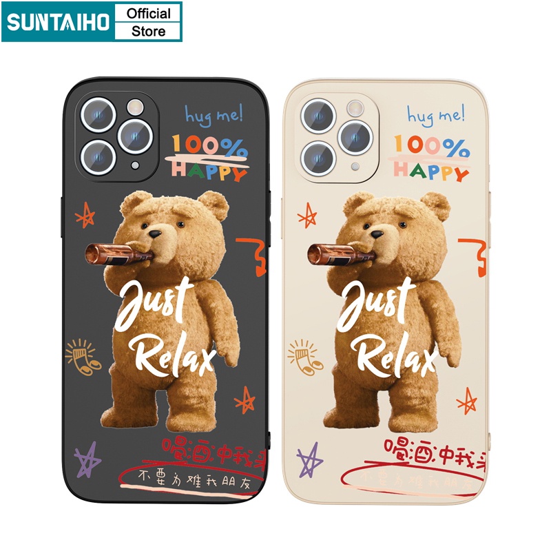 Suntaiho Ốp lưng iphone Ốp Điện Thoại từ silicon mềm in hình gấu cho iPhone 13 12 11 Pro Max X XR Xs Max 7 8 Plus 12mini 13mini