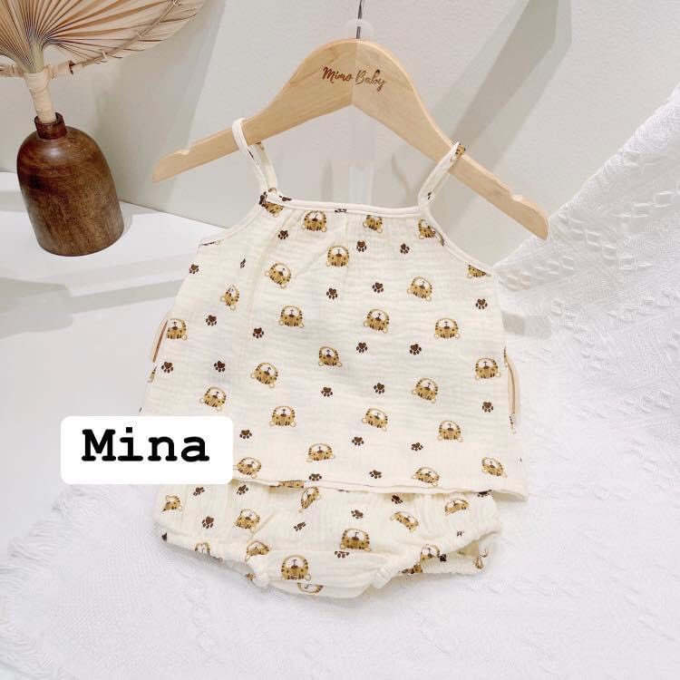 Bộ xô muslin 2 dây MiNa đáng yêu cho bé