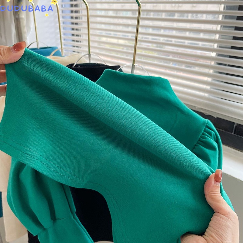 Áo Thun Tay Phồng Cổ Lọ Thời Trang Xuân Thu Phong Cách Mới Dành Cho Bé Gái