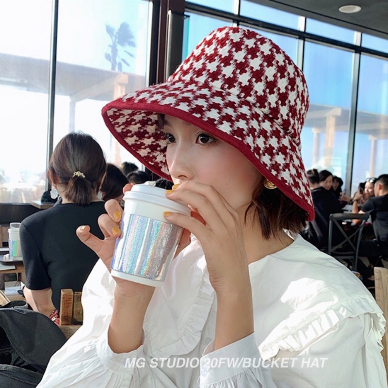 Mũ bucket MG STUDIO chất liệu cotton họa tiết houndstooth độc đáo